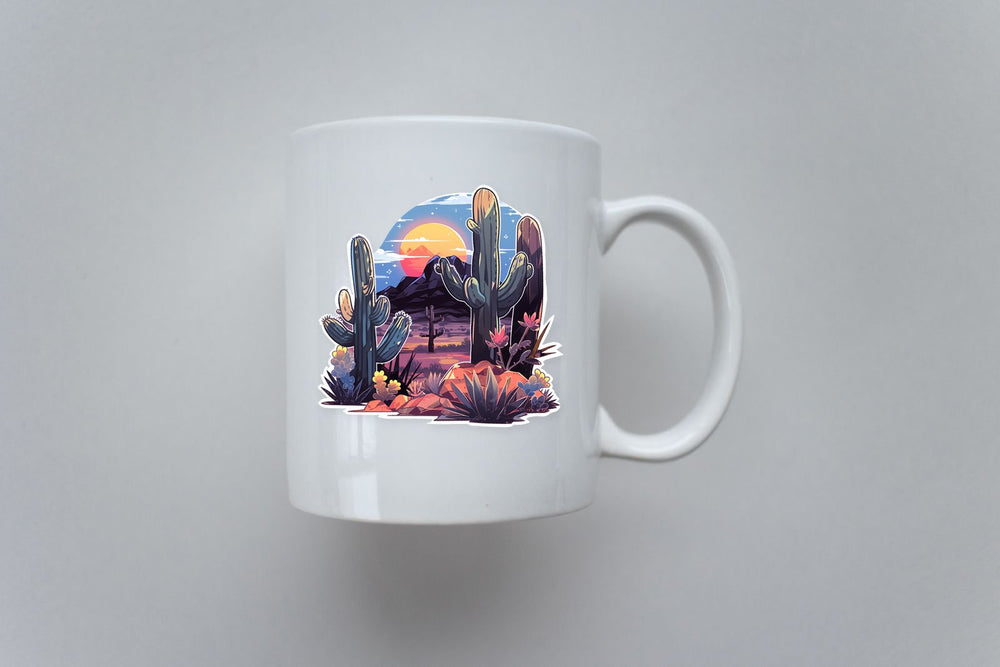 Desert Cactus Plants Sunset Sticker