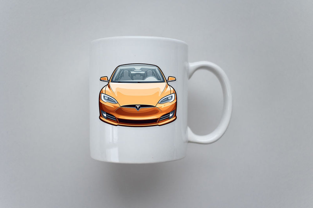 Orange Tesla Model S Front View Sticker