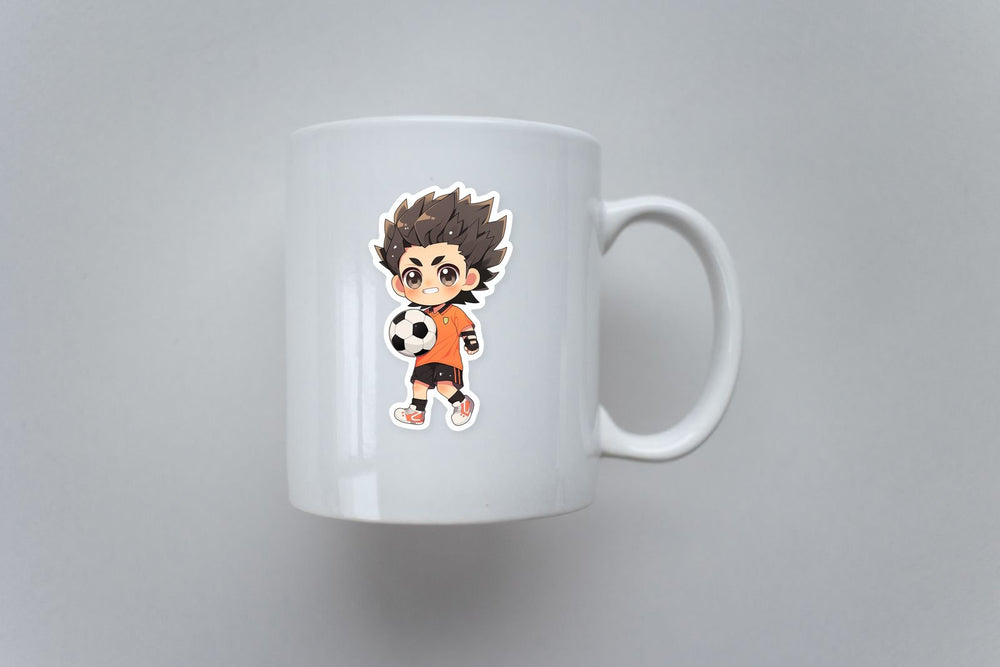 Cute Chibi Soccer Player with Ball Sticker