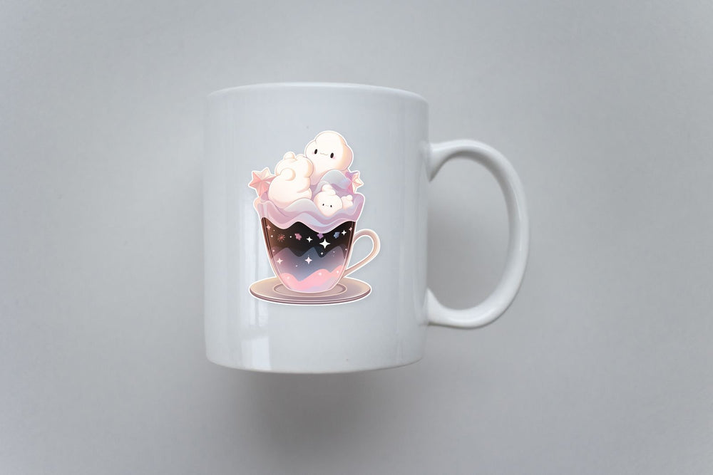Cup with Cute Marshmallows Sticker
