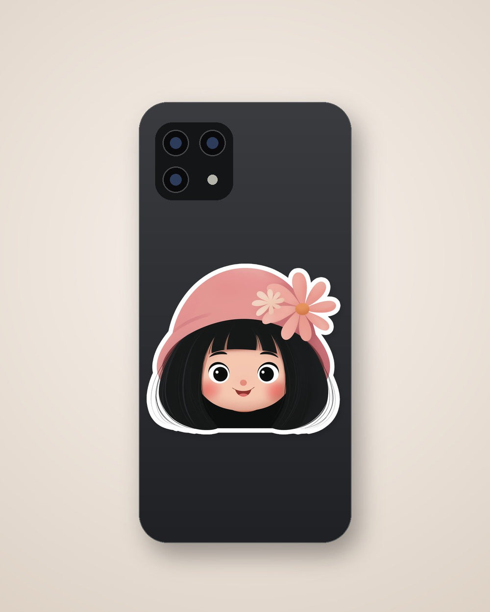 Cute Girl Beret Flower Sticker
