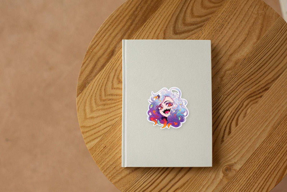 Silver-Haired Moonlit Fanged Maiden Sticker