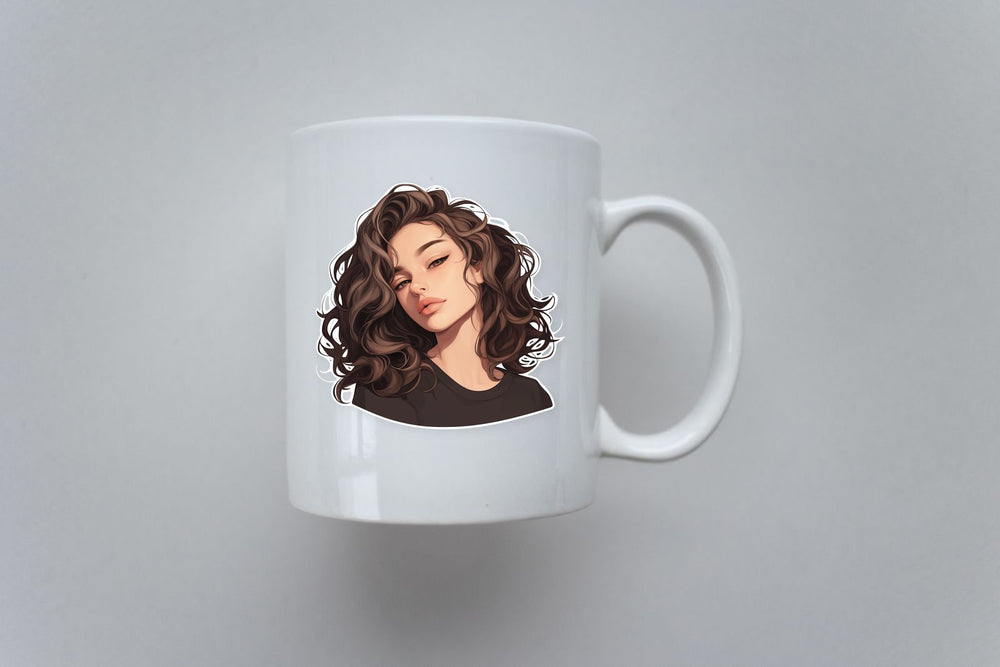 Curly Hair Girl Portrait Sticker