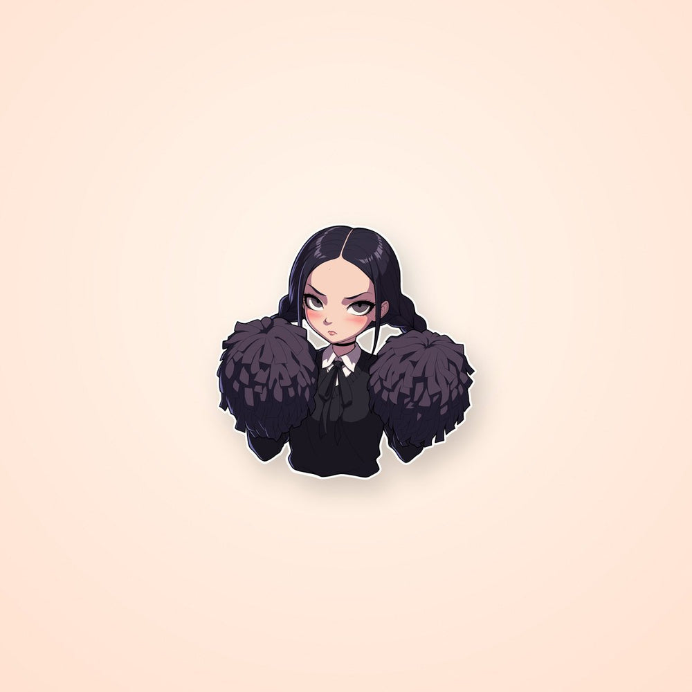 Wednesday Addams Goth Cheerleader Sticker