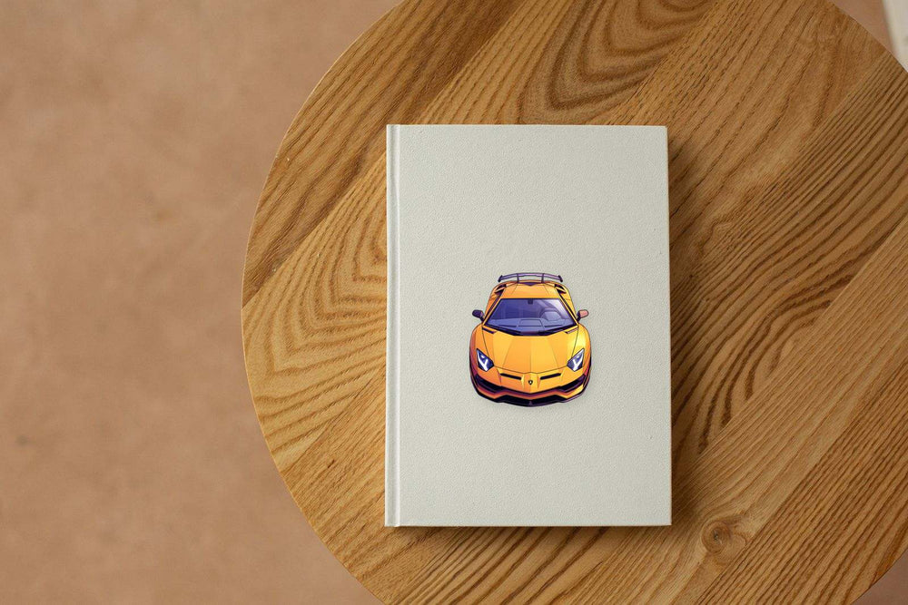 Yellow Lambo Supercar Top View Sticker