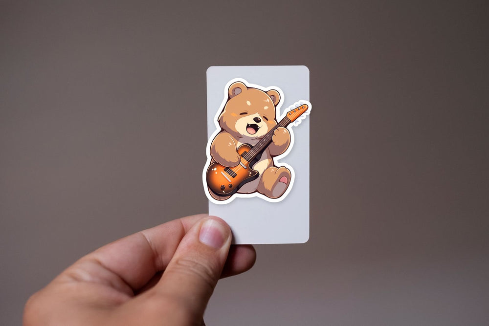 Brown Bear Playing Guitar Sticker