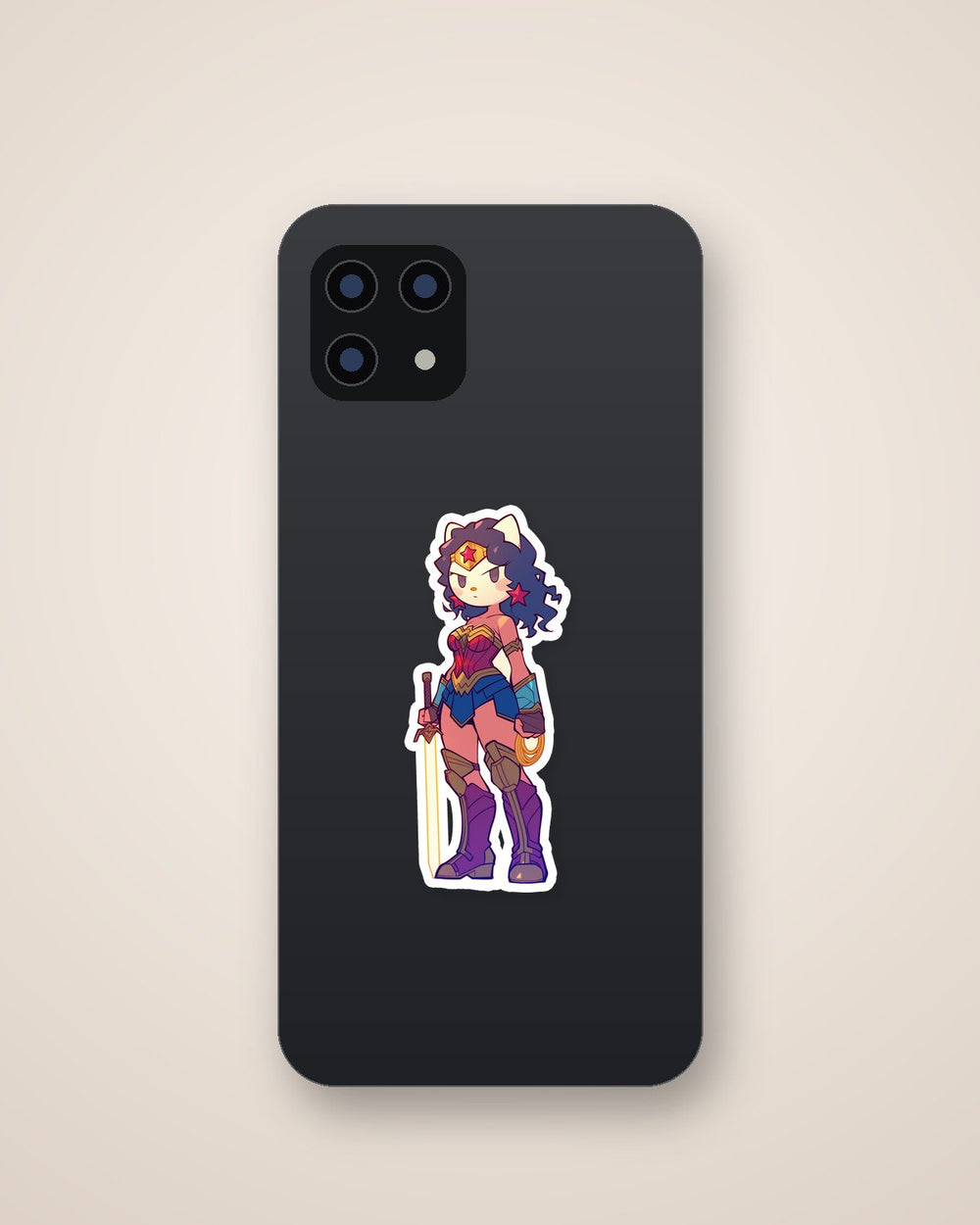 Hello Kitty Wonder Woman Kawaii Superhero Sticker