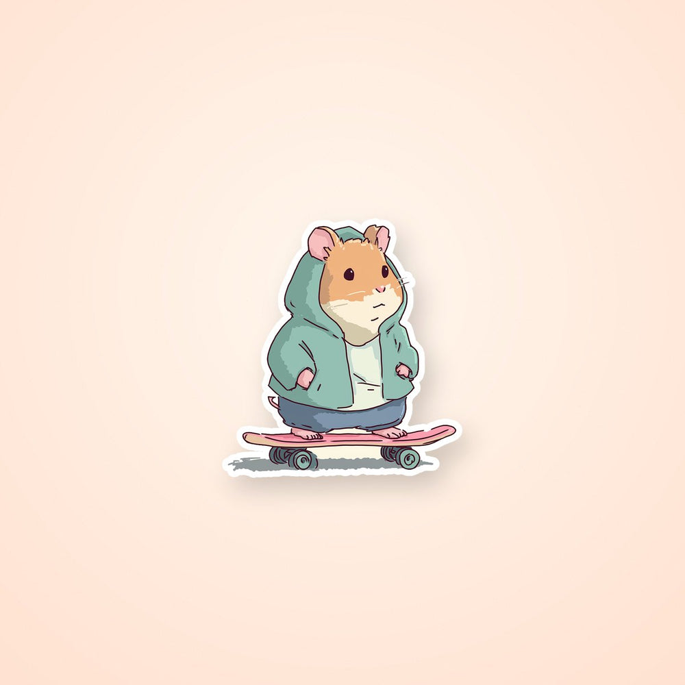 Hamster Hoodie Skateboard Kawaii Sticker