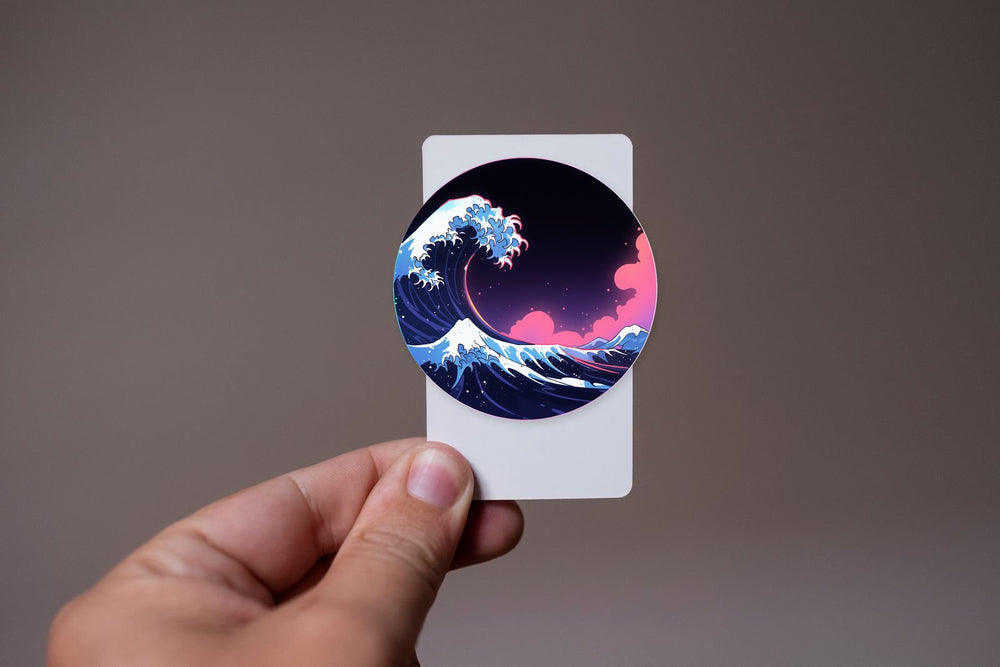 Aesthetic Japanese Great Wave Round Sticker