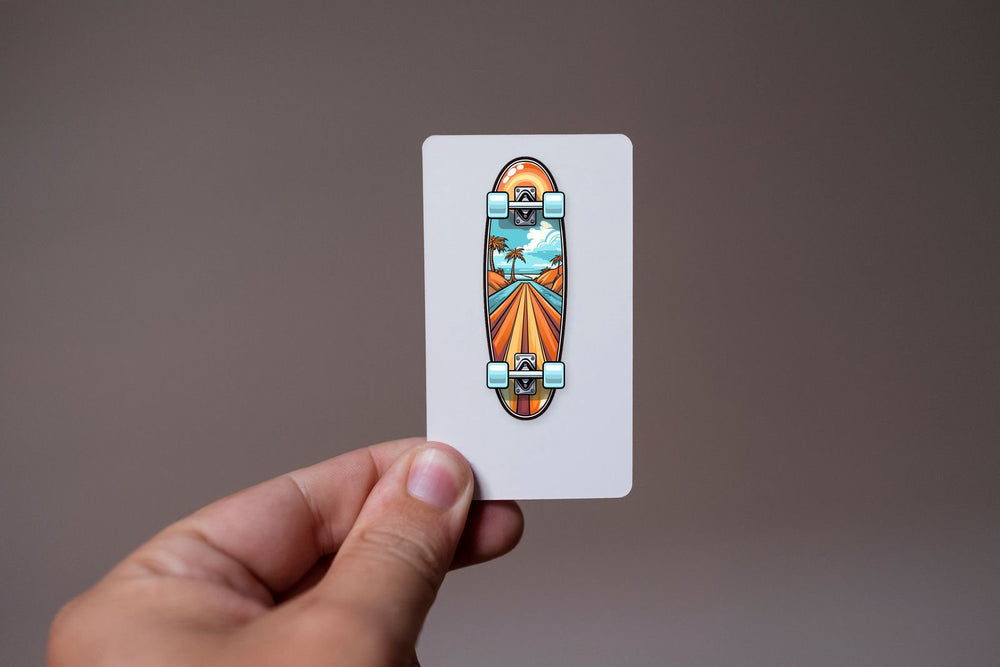 Retro Skateboard Road to Beach Print Sticker