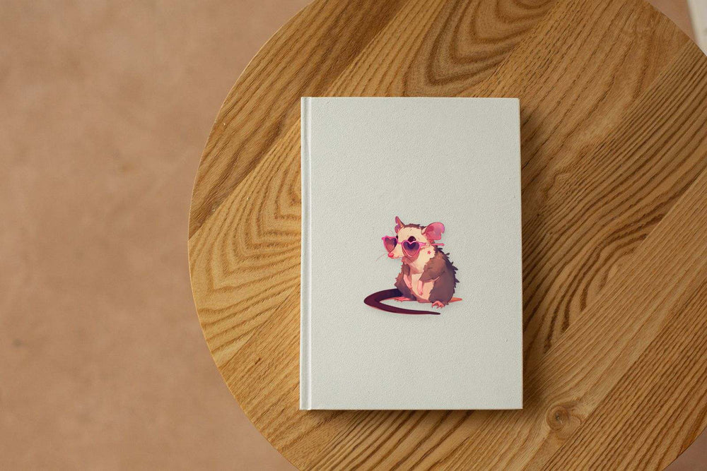 Funny Opossum Heart Sunglasses Sticker