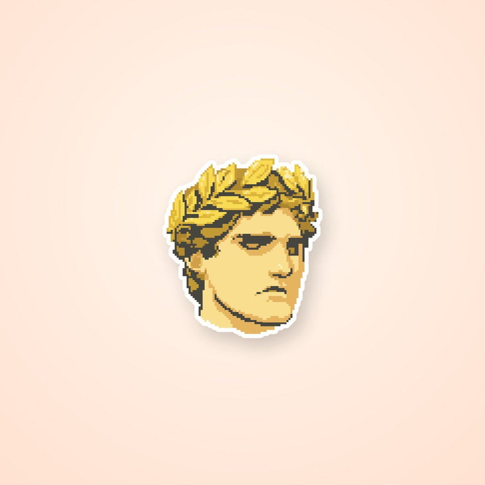 Pixel Roman Statue Laurel Crown Sticker