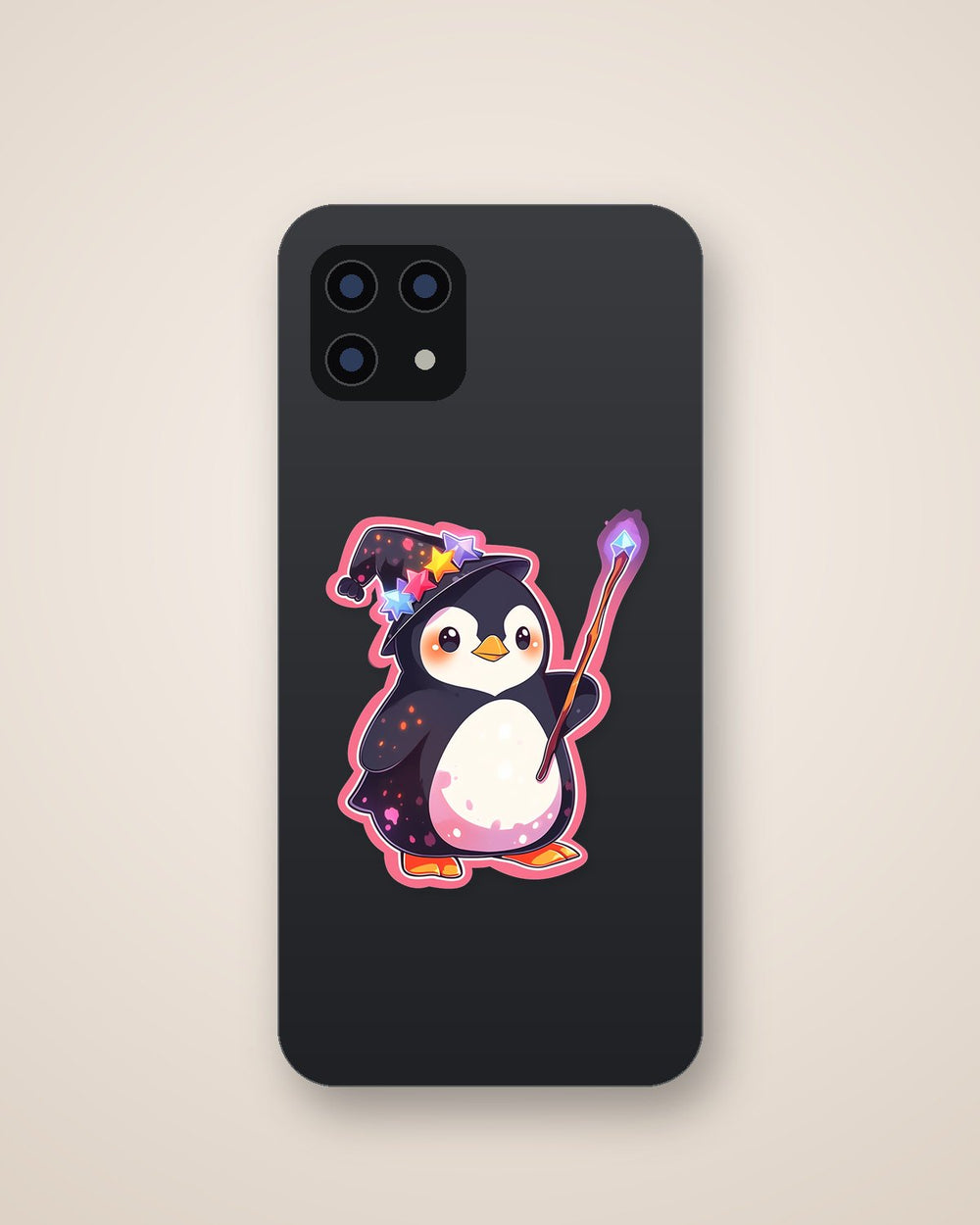 Cute Penguin with Magic Wand Sticker