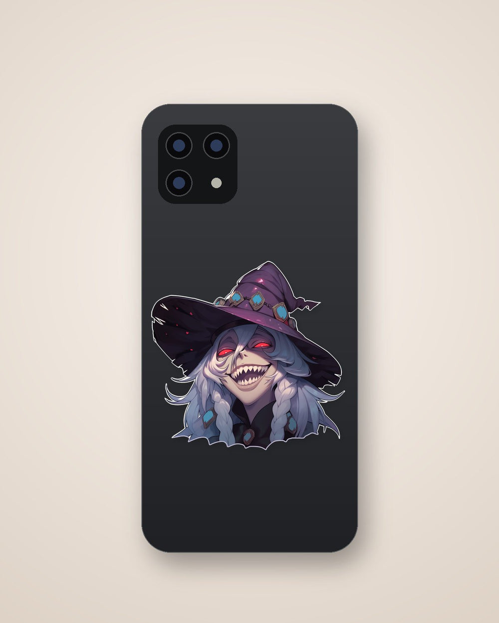 Smiling Witch with Red Eyes Halloween Sticker
