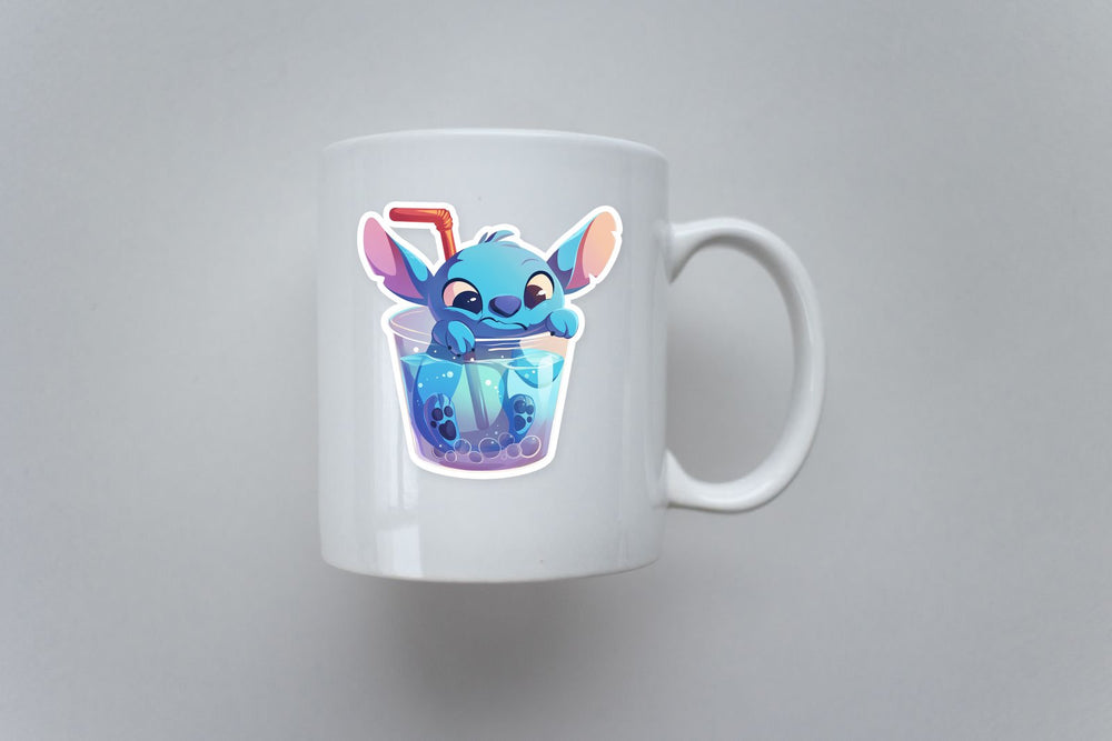 Stitch in Bubble Tea Cup Sticker