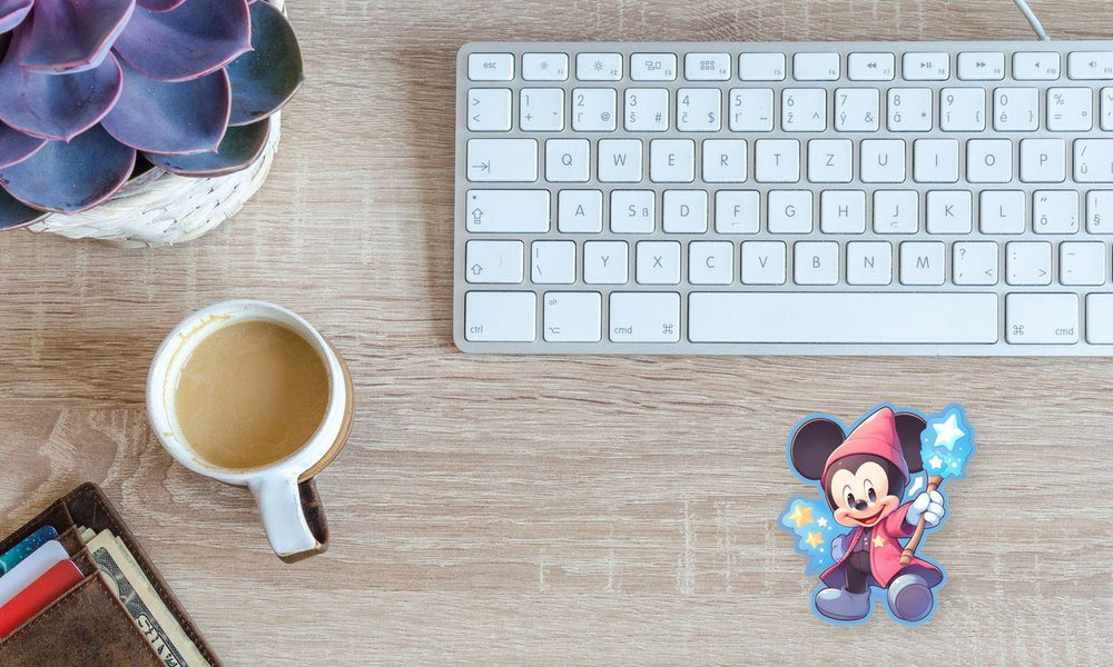 Mickey Mouse with Magic Wand Blue Stroke Sticker