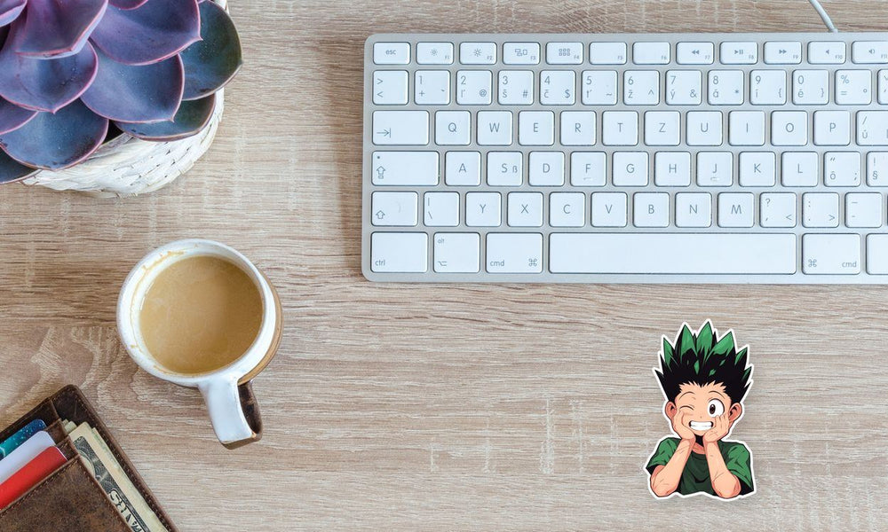 Smiling Gon Freecss Holding Head with Hands Sticker