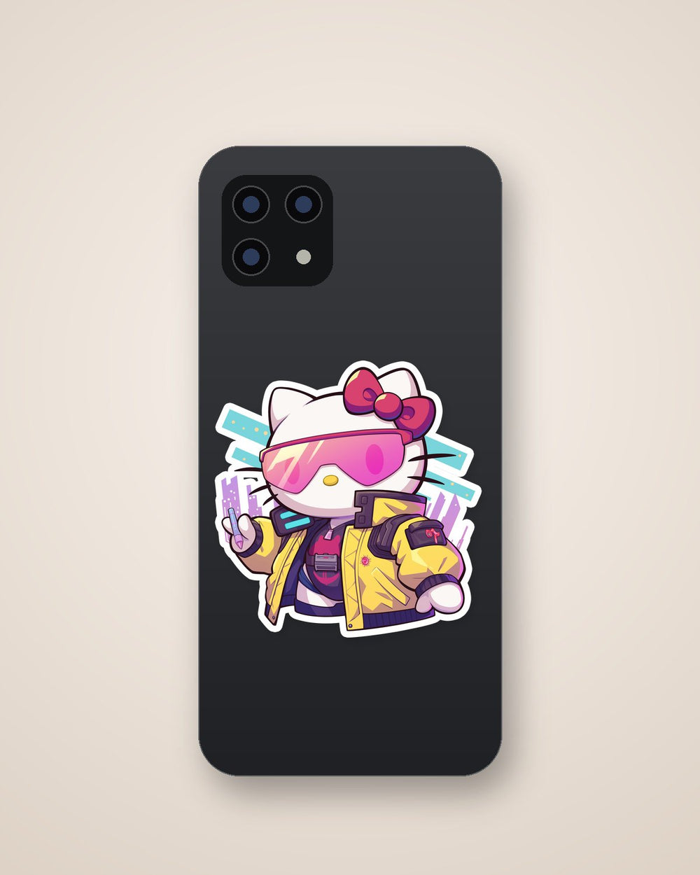 Cyberpunk Hello Kitty Neon Jacket Kawaii Sticker