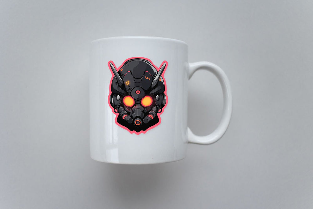 Cyborg Mech Helmet Pink Stroke Sticker