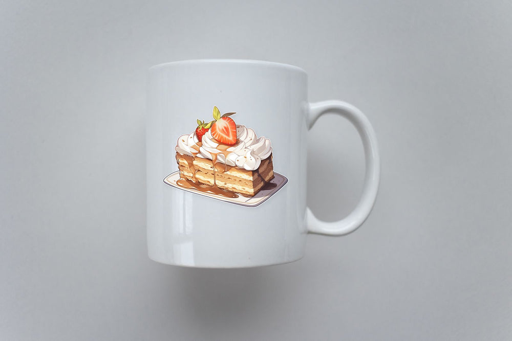 Tiramisu with Strawberry Sticker