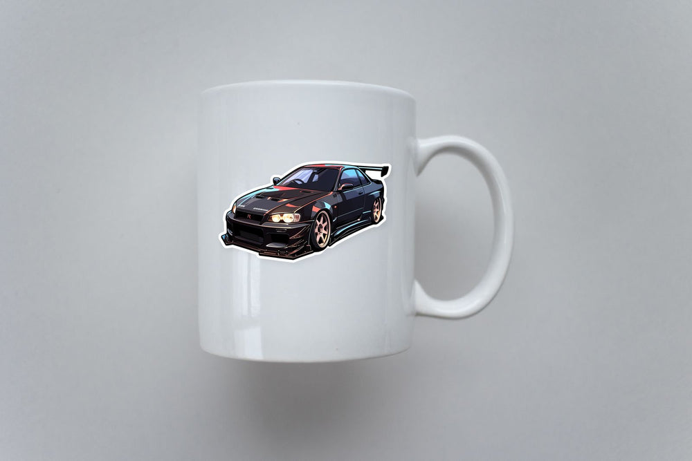 Black Nissan Skyline Art Sticker