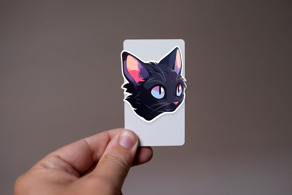 Black Cat Head Cartoon Sticker
