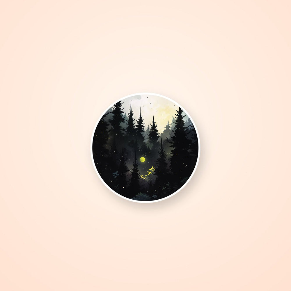 Dark Coniferous Forest Round Sticker