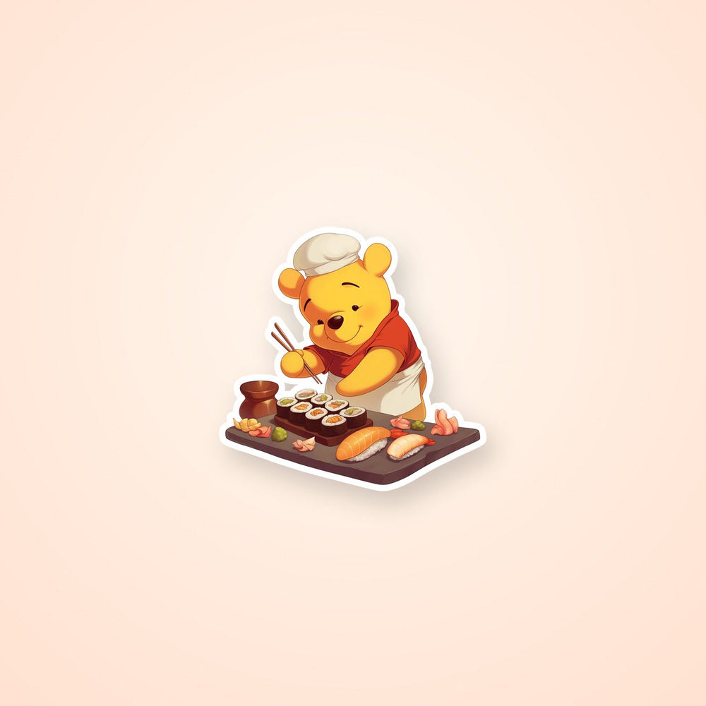 Winnie Pooh Sushi Chef Sticker