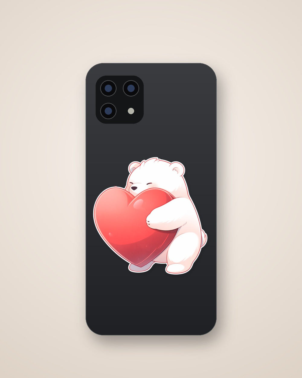 Bear Hugging a Giant Heart Sticker