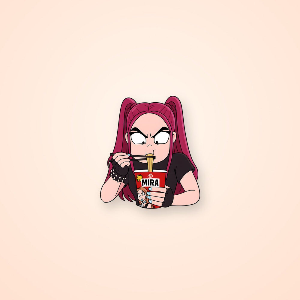 Kpop Demon Hunters Mira Eating Ramen Sticker