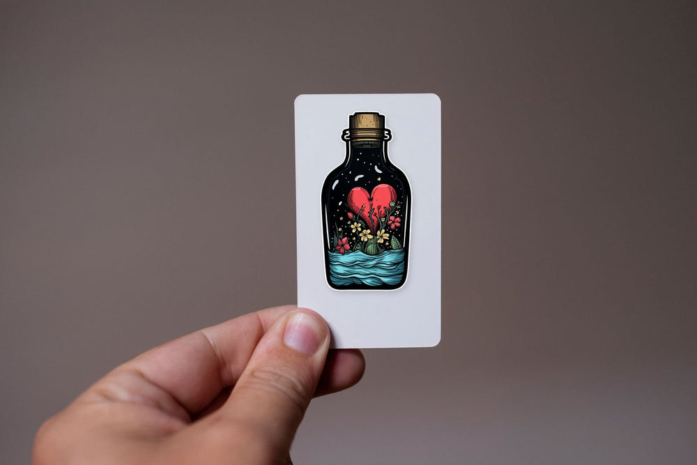 Bottle with Heart Art Sticker