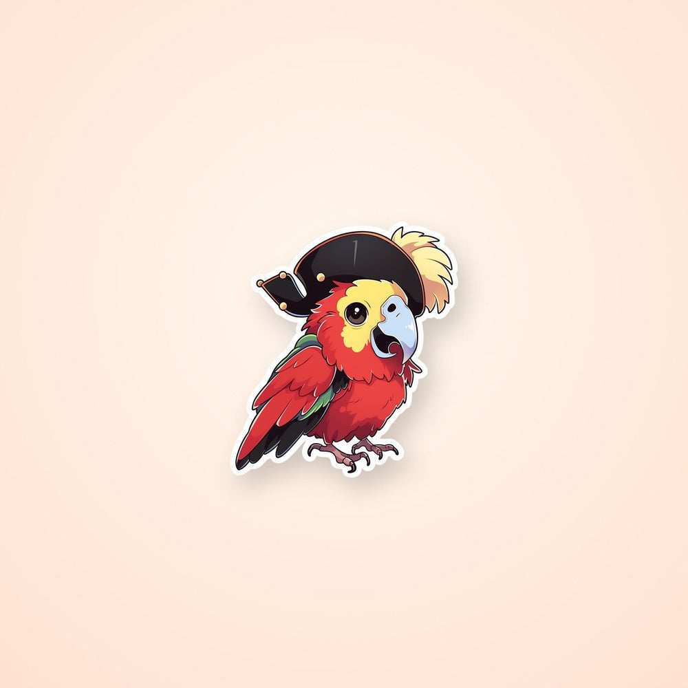 Red Parrot in Pirate Hat Sticker