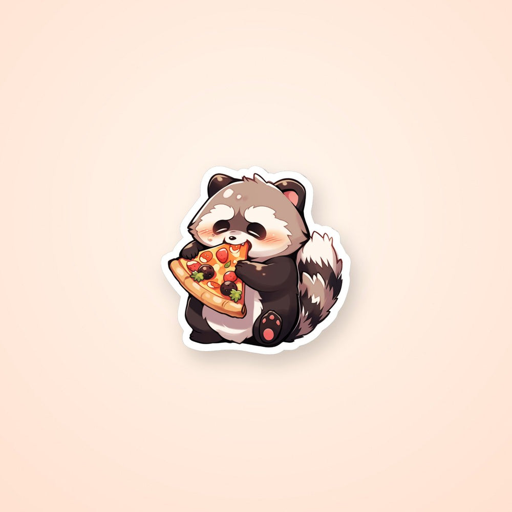 Cute Raccoon Eating Pizza Sticker