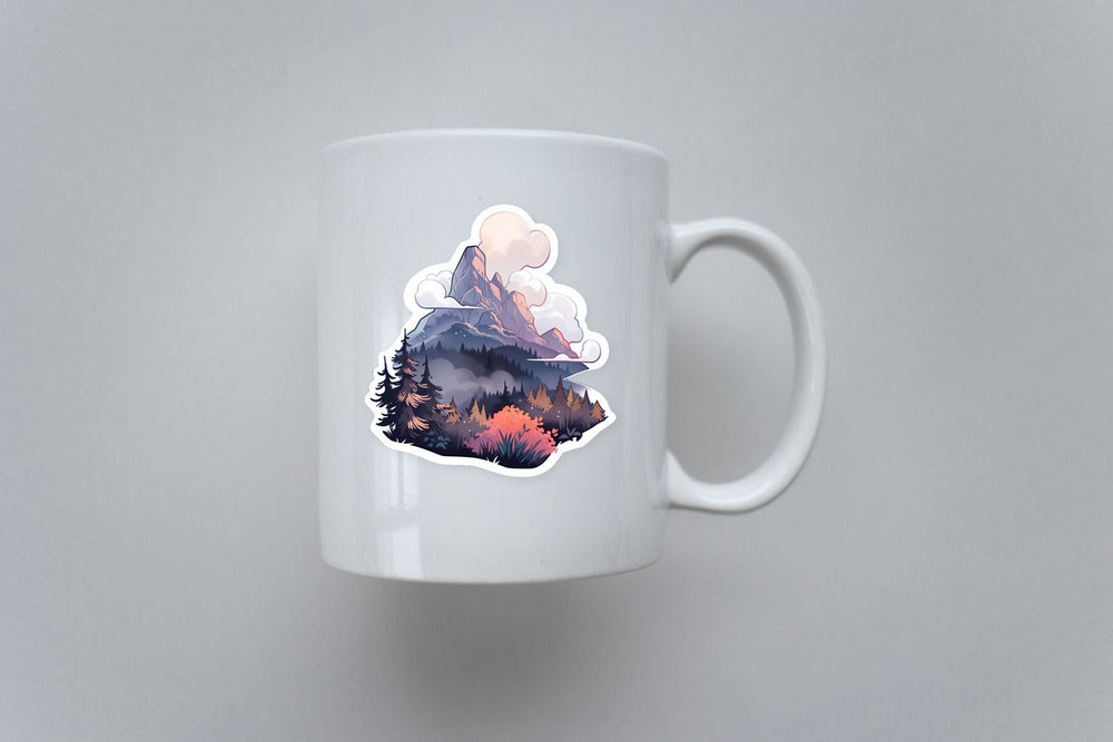 Misty Forest in the Mountains Sticker