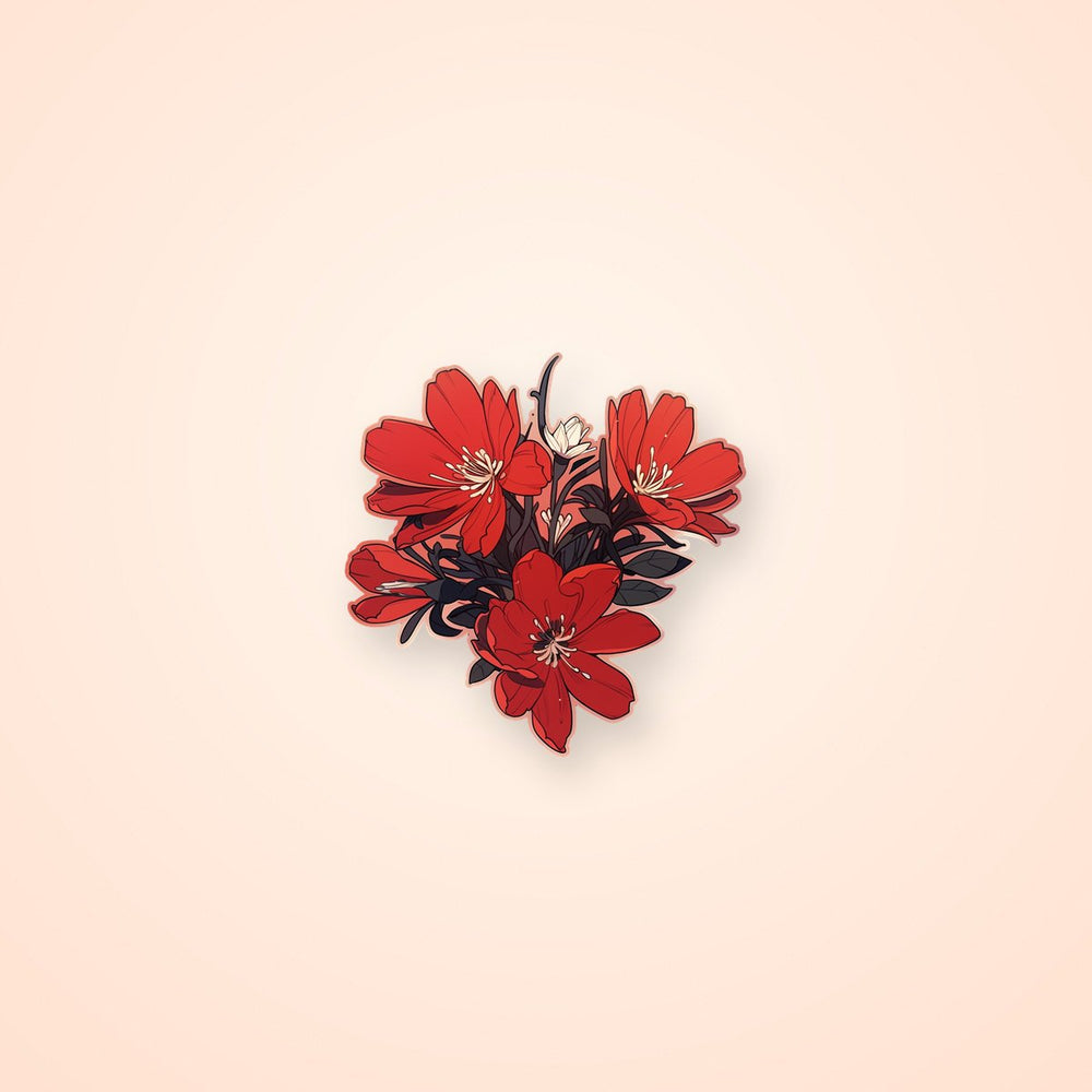 Beautiful Four Red Flowers Sticker