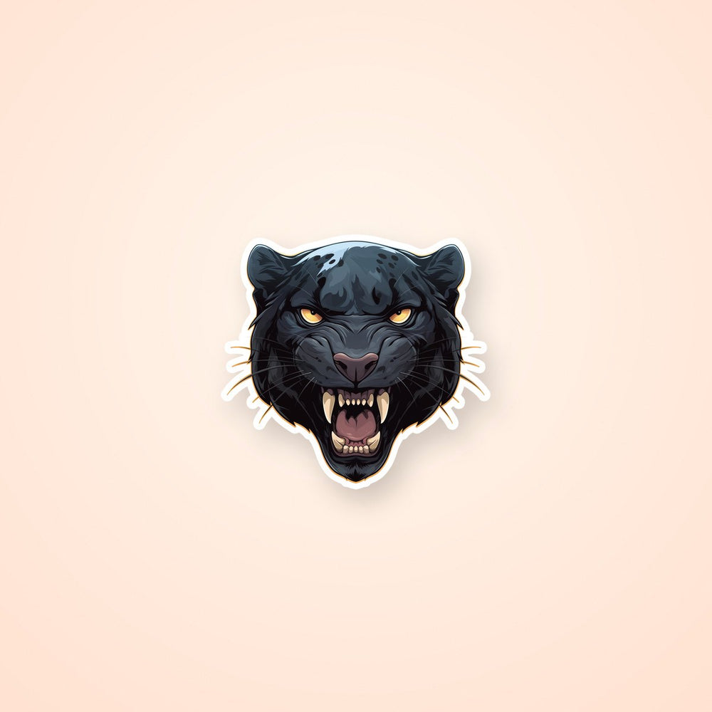 Fierce Black Panther Head Traditional Sticker