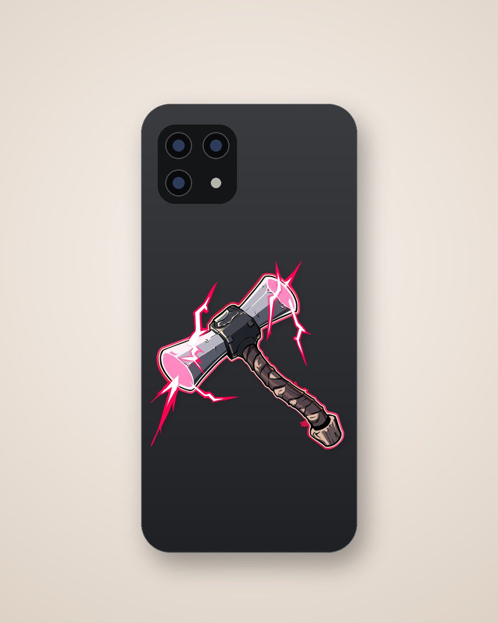 Hammer with Red Lightning Bolts Sticker