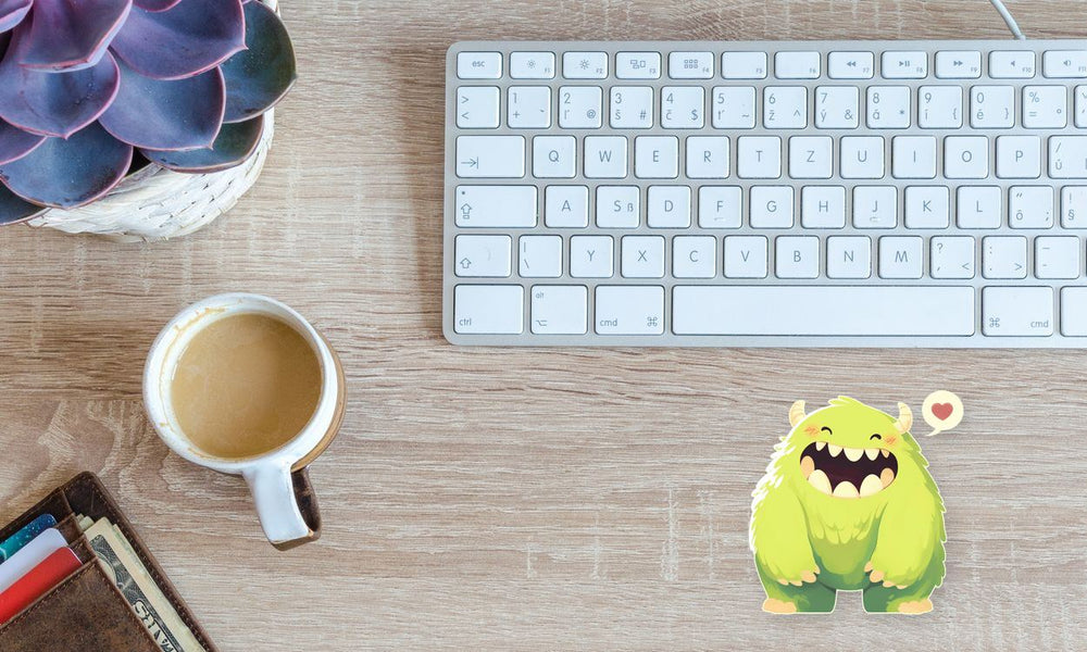 Cute Green Monster Love Sticker