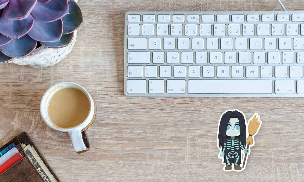 Creepy Skeleton Halloween Sticker