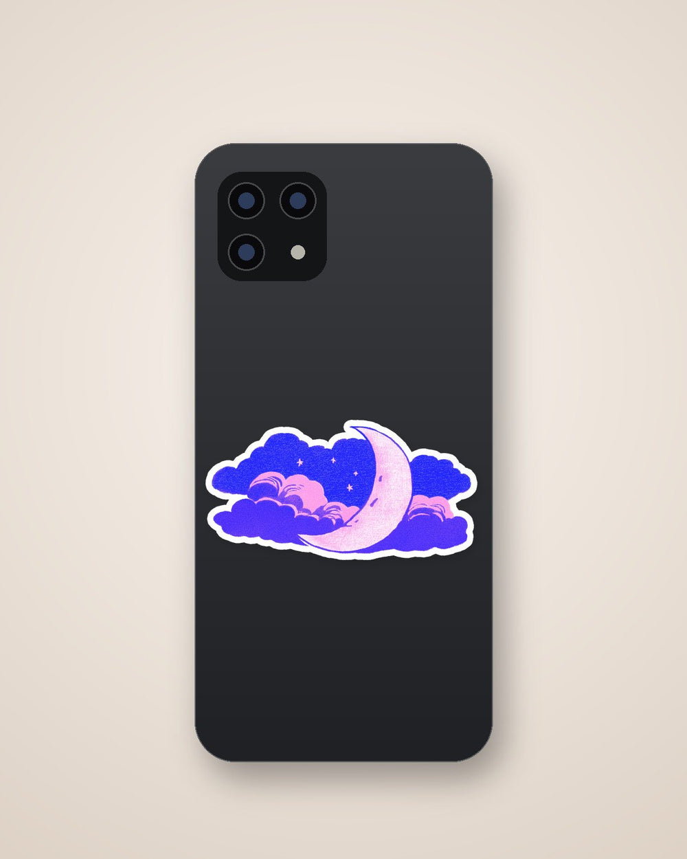 Magic Pink Moon Clouds Dreamy Night Sticker