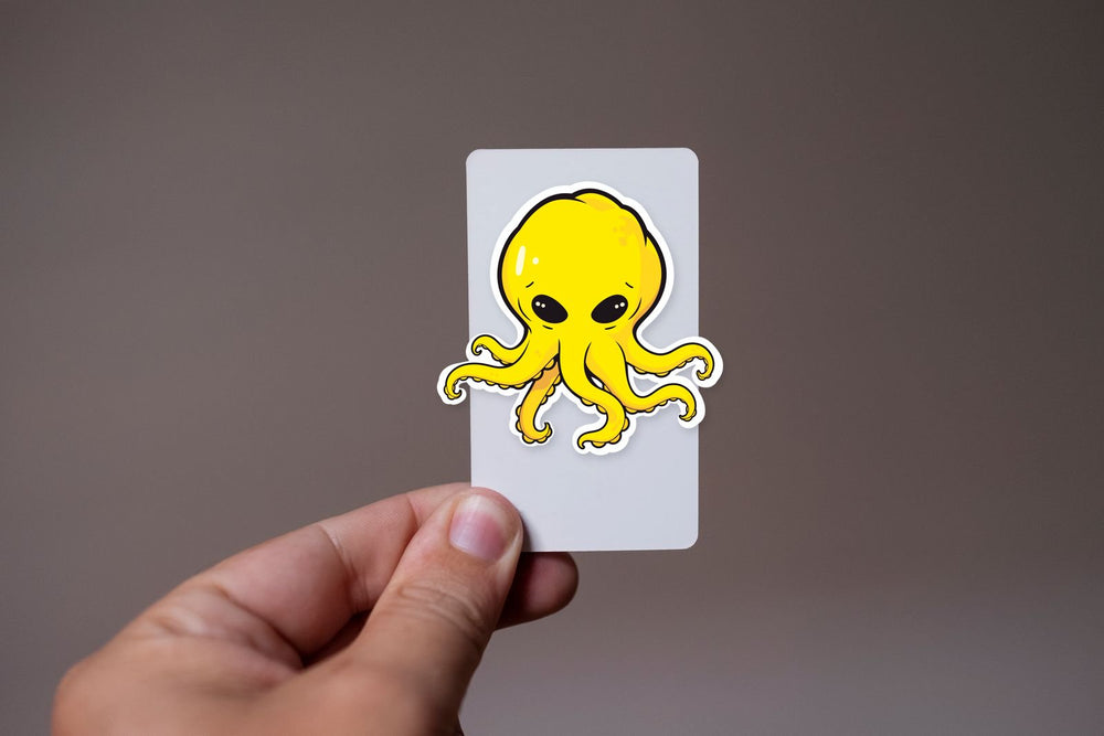 Yellow Octopus Cartoon Sticker