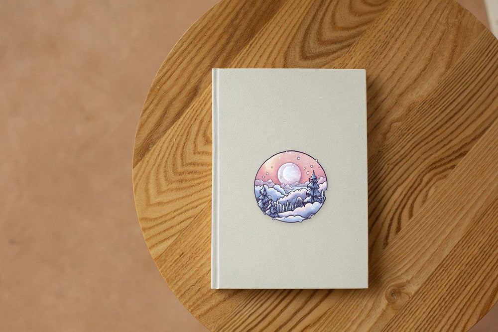 Aesthetic Winter Snowy Landscape Round Sticker