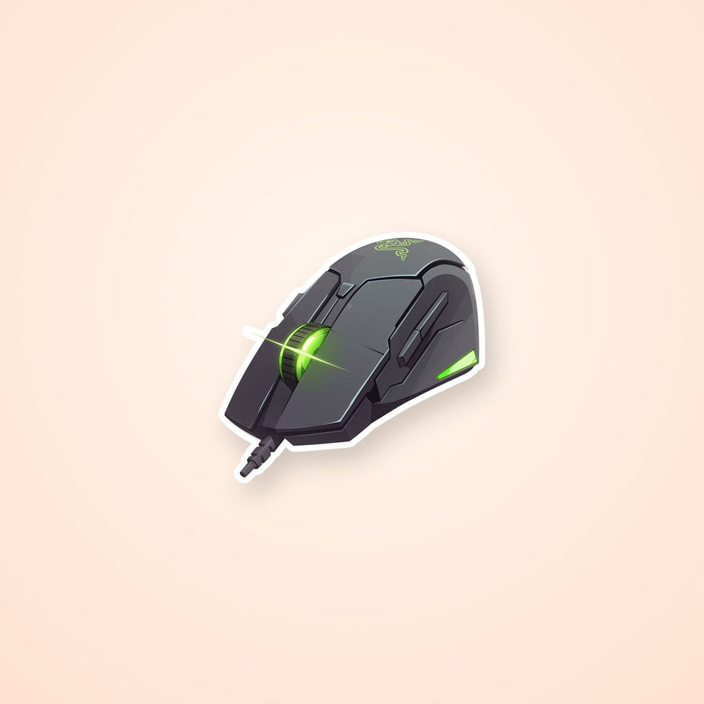 Razer Style Gaming Mouse Green LED Sticker