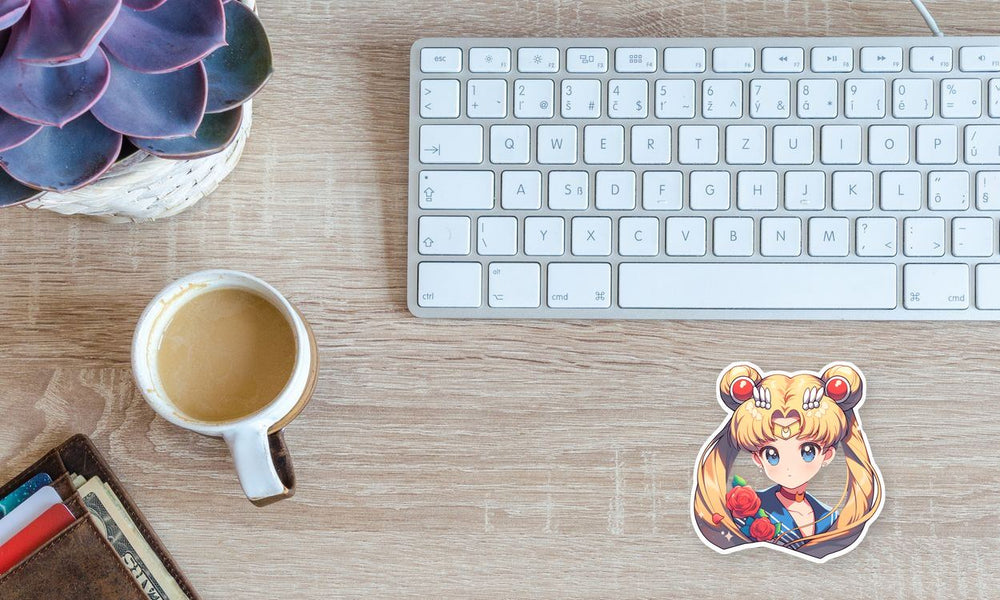 Sailor Moon with Roses Anime Sticker
