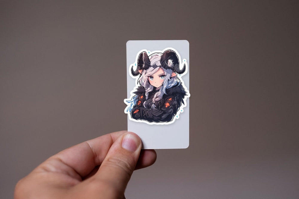 Viking Anime Girl with Horns Sticker