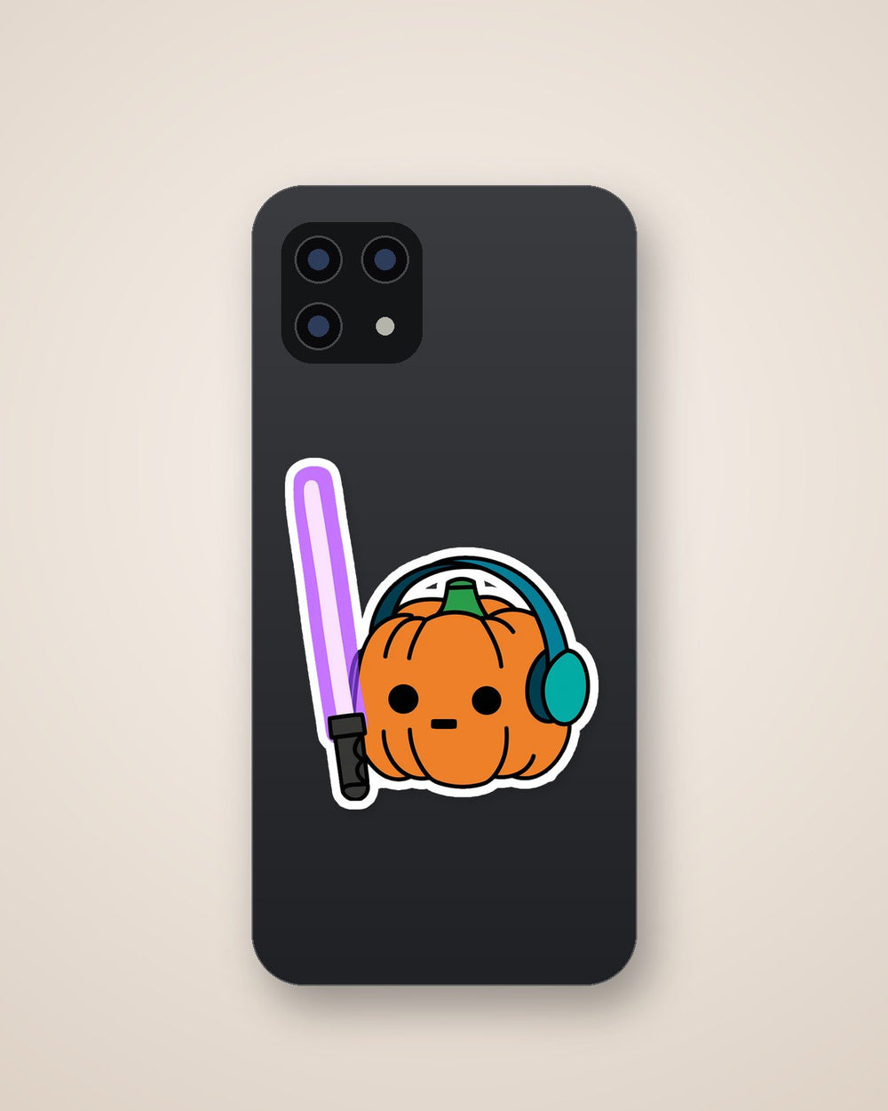 Cute Pumpkin Headphones Neon Rave Sticker