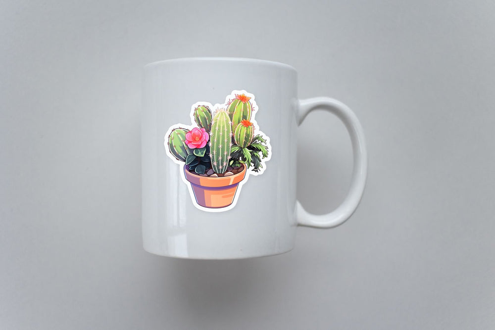 Aesthetic Flowerpot Cactus Plants Sticker