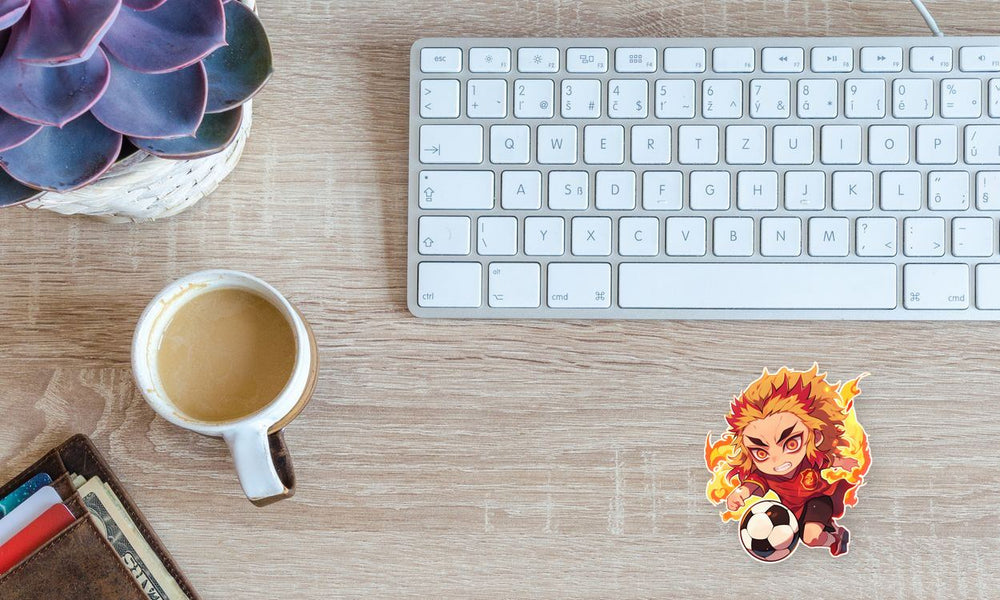 Chibi Rengoku Playing Soccer Sticker