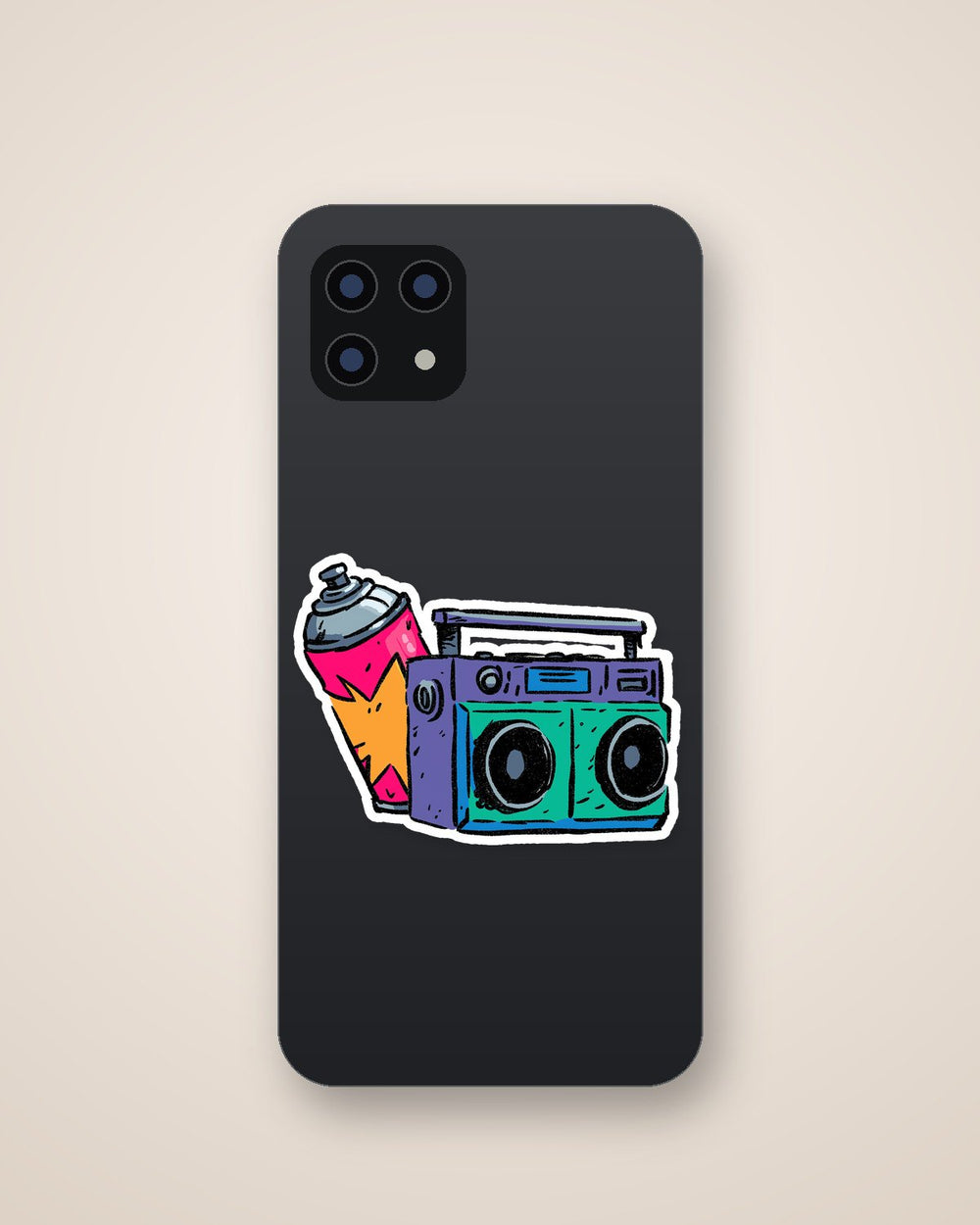 Retro Boombox & Spray Can Graffiti Sticker