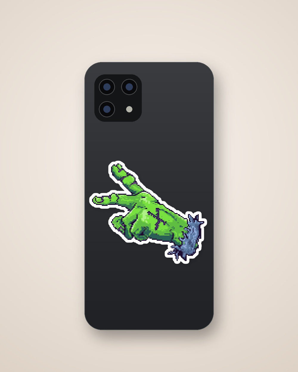 Pixel Green Zombie Hand Retro Game Sticker